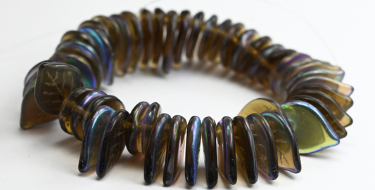 叶压玻璃珠，透明棕色 Ab (10200-AB)，玻璃，捷克共和国