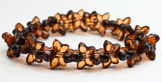 アウトレット 5グラム テーブルカットバタフライビーズ、20 x 12 mm、透明ブラウントラバーチン（10210-86800）、ガラス、チェコ共和国