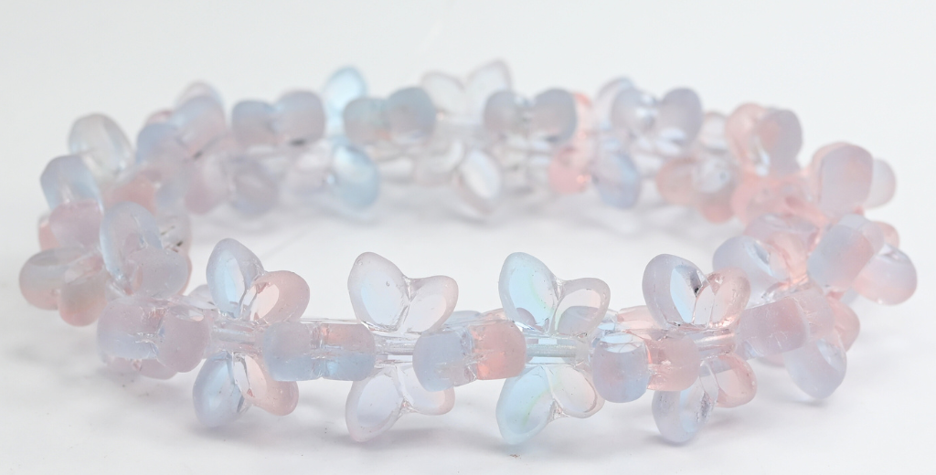 桌切蝴蝶珠，透明粉红哑光（7011020210-M），玻璃，捷克共和国