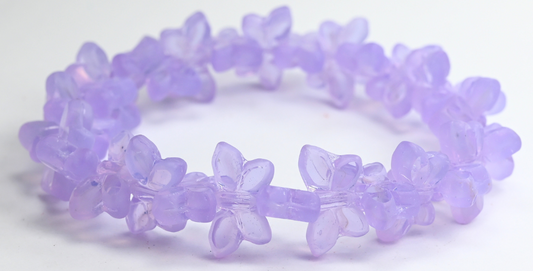 Table Cut Butterfly Beads, Opal Amethyst Matte (21310-M), Glass, Czech Republic