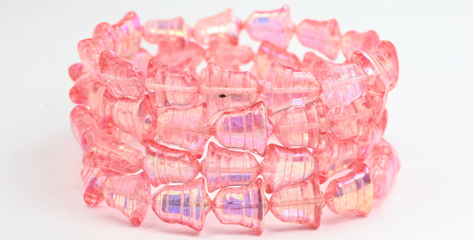 Flat Bell Beads, Crystal Light Pink Ab (00030-34304-AB), Glass, Czech Republic