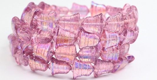 OUTLET 10 grams Flat Bell Beads, 14 x 13 mm, Crystal Light Fuchsia Pink Ab (00030-34306-AB), Glass, Czech Republic