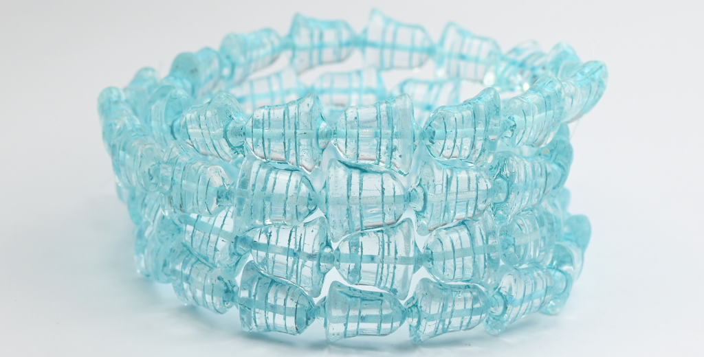 Flat Bell Beads, Crystal Light Blue Lined (00030-54308), Glass, Czech Republic