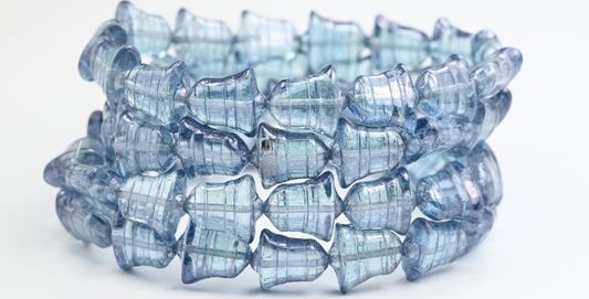 奥特莱斯 10克扁平铃铛珠，14 x 13毫米，水晶光泽蓝色全涂层（00030-14464），玻璃，捷克共和国