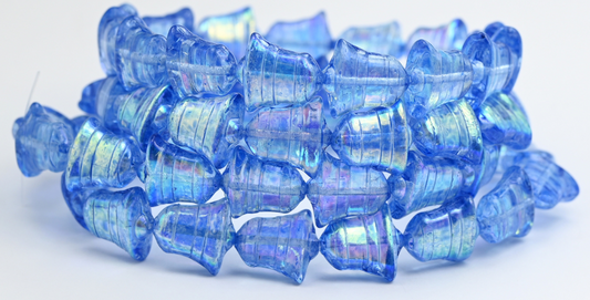 フラットベルビーズ、クリスタルライトブルーAb（00030-34307-AB）、ガラス、チェコ共和国