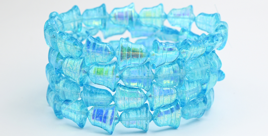 Flat Bell Beads, Crystal Light Aqua Blue Ab (00030-34308-AB), Glass, Czech Republic