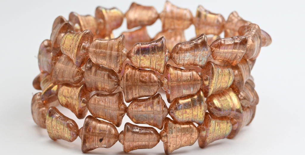 Flat Bell Beads, Crystal Pink Beige Ab (00030-34303-AB), Glass, Czech Republic