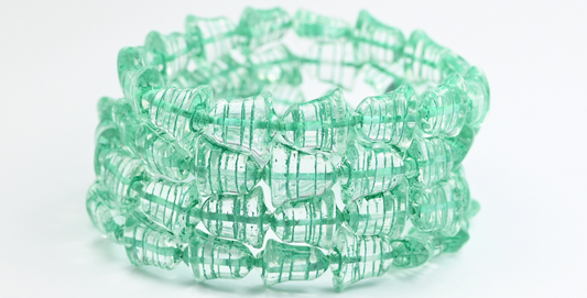 扁铃珠，水晶蓝绿色内衬（00030-54316），玻璃，捷克共和国