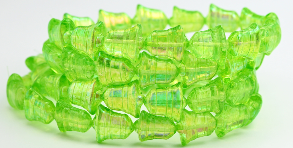 フラットベルビーズ、クリスタルライトグリーンAb（00030-34310-AB）、ガラス、チェコ共和国