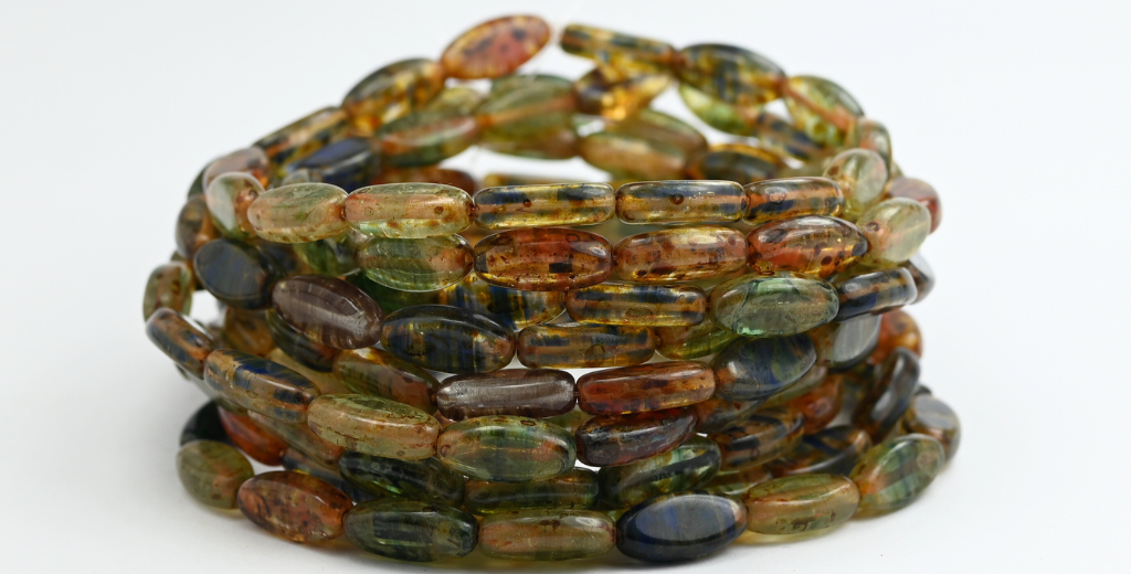 Oval Roach Beads, Colormix Travertin (COLORMIX-86800), Glass, Czech Republic