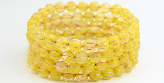 アウトレット 10グラム メロンビーズ、8 x 8 mm、86036S 銅線入り (86036S-54200)、ガラス、チェコ共和国