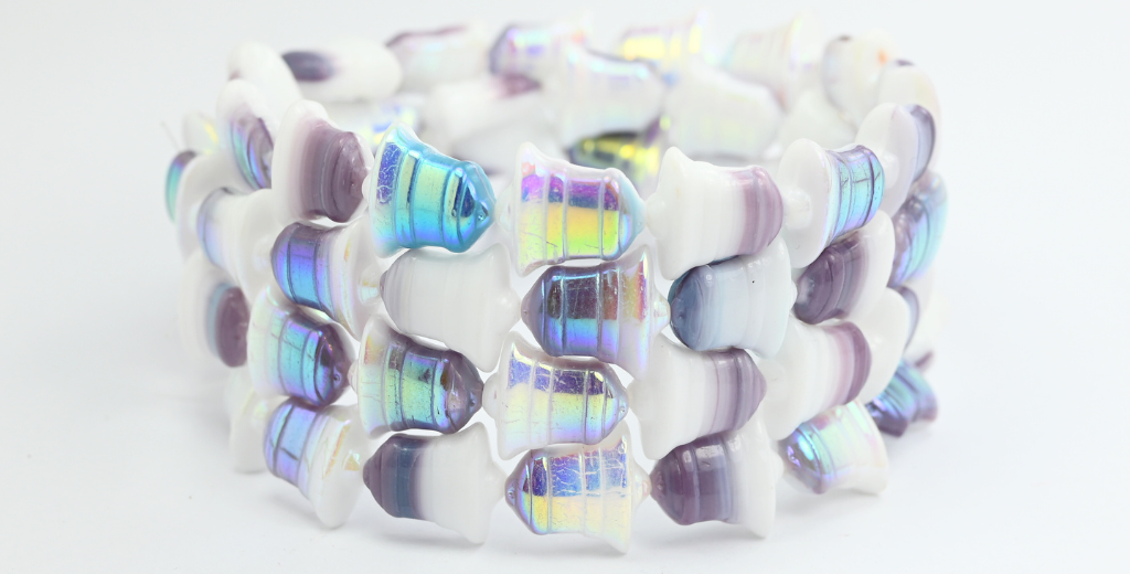 Flat Bell Beads, 20102303 Ab (020102303-AB), Glass, Czech Republic