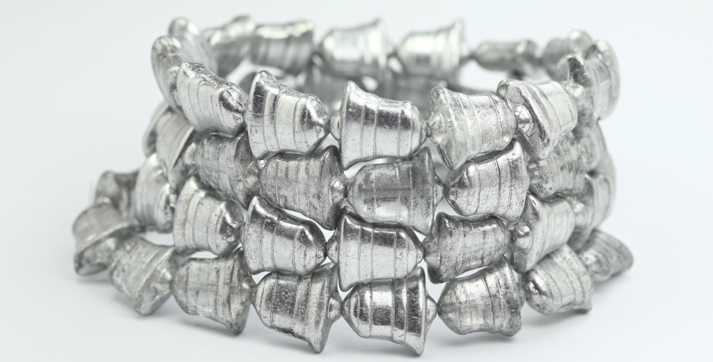 フラットベルビーズ、クリスタルクリスタルシルバーハーフコーティングシルバーグレー（00030-27001-34301）、ガラス、チェコ共和国