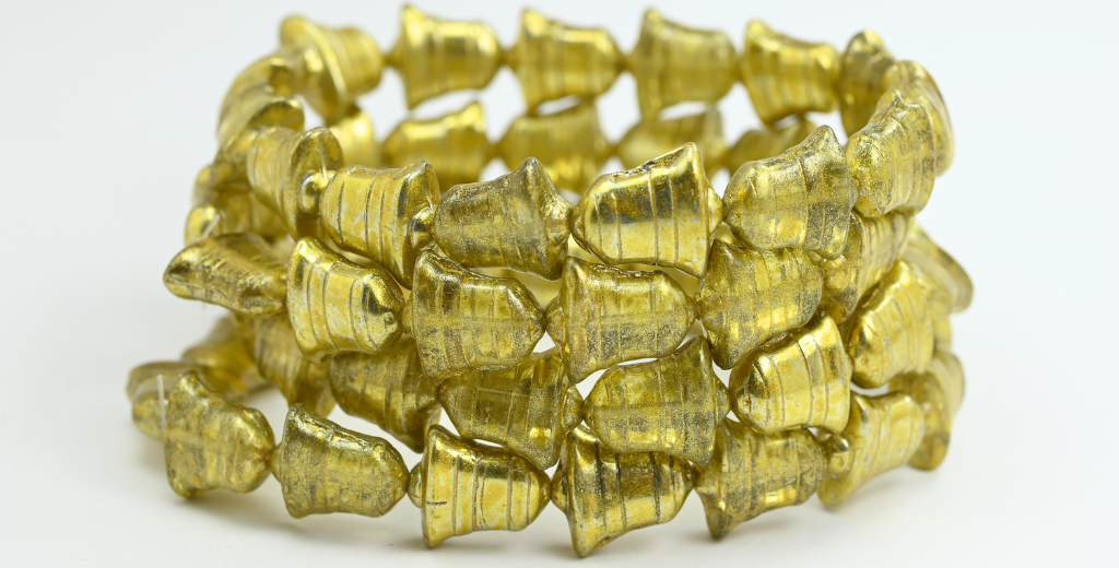 Flat Bell Beads, Crystal Crystal Silver Half Coating Light Yellow (00030-27001-34302), Glass, Czech Republic