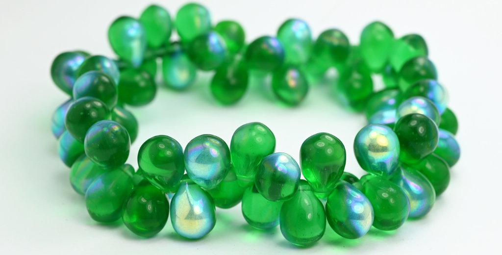 ペアティアドロッププレスガラスビーズ、50600 Ab（50600-AB）、ガラス、チェコ共和国