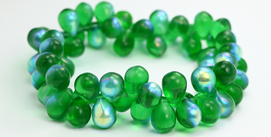 ペアティアドロッププレスガラスビーズ、50600 Ab（50600-AB）、ガラス、チェコ共和国