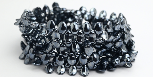 叶舌压制玻璃珠，黑色赤铁矿（23980-14400），玻璃，捷克共和国