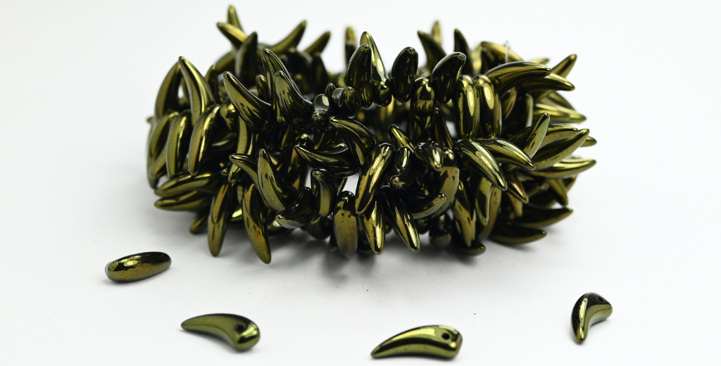 Bone Bow Pressed Glass Beads, Black Luster Red Full Coated (23980-14495), Glass, Czech Republic