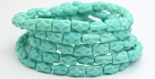 矩形压制玻璃珠，绿松石色（63120），玻璃，捷克共和国