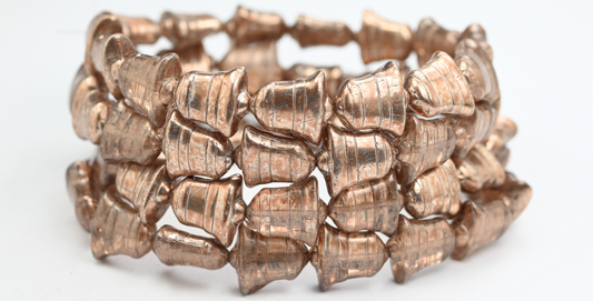 Flat Bell Beads, Crystal Crystal Silver Half Coating Pink Beige (00030-27001-34303), Glass, Czech Republic