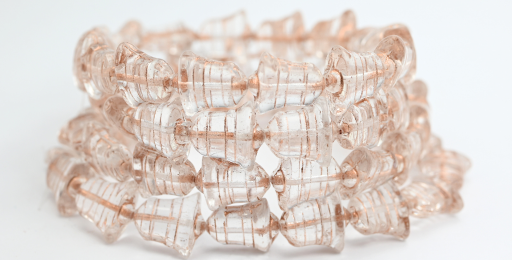 Flat Bell Beads, Crystal Copper Lined (00030-54200), Glass, Czech Republic