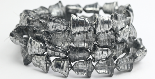 Flat Bell Beads, Crystal Crystal Silver Half Coating Light Gray (00030-27001-34311), Glass, Czech Republic
