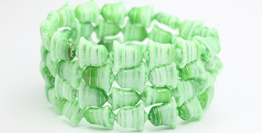 扁铃珠，绿色混色，绿色内衬（GREEN-MIX-54322），玻璃，捷克共和国