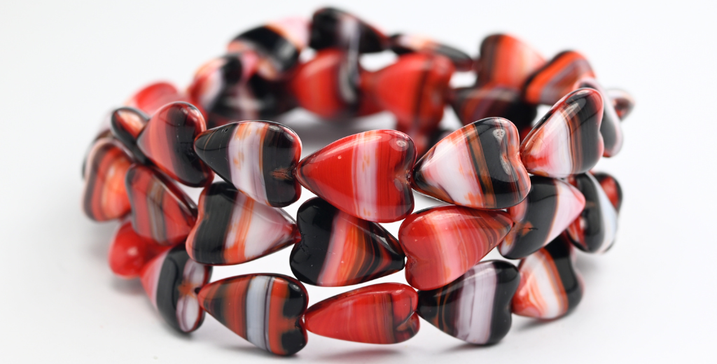 Elongated Heart Beads, 95015 (95015), Glass, Czech Republic