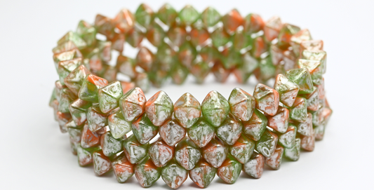 Flattened Bicone Pressed Beads, Mixed Colors Color Silver Splash (MIX-COLOR-86700), Glass, Czech Republic