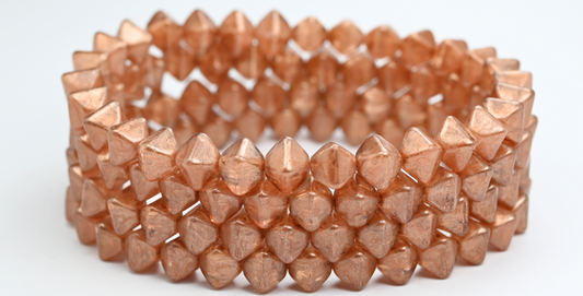 Flattened Bicone Pressed Beads, 8701 Copper Splash (08701-86750), Glass, Czech Republic