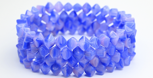 平らな双円錐形のプレスビーズ、ミックスカラーブルー（MIX-BLUE）、ガラス、チェコ共和国