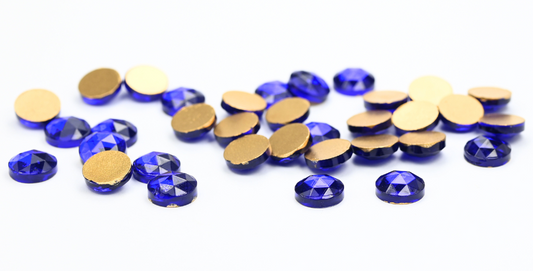 Round Flat Back Cabs, Saphire (SAPHIRE), Glass, Czech Republic ~ STRANDED
