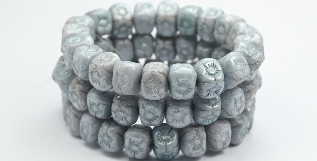 プレスビーズ、ホワイト 14458 (02010-14458)、ガラス、チェコ共和国 ~ STRANDED