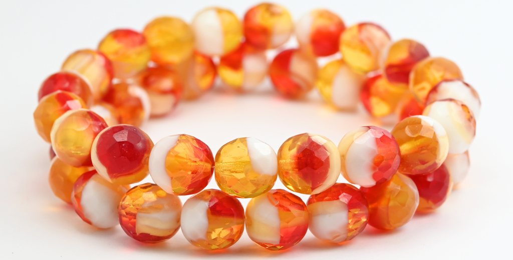 OUTLET 10 grams Faceted Round Fire Polished Beads, 12 x 12 mm, Red Mixed Colors (red-mix), Glass, Czech Republic