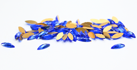 Navette Flat Back Cabs, Saphire (SAPHIRE), Glass, Czech Republic ~ STRANDED