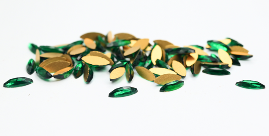 Navette Flat Back Cabs, Emerald (EMERALD), Glass, Czech Republic ~ STRANDED