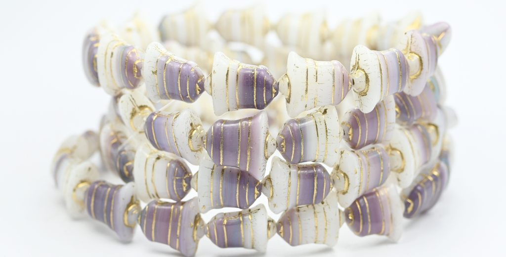 扁平铃铛珠，20102602 镀金 (020102602-54202)，玻璃，捷克共和国 ~ STRANDED