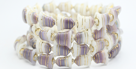 Flat Bell Beads, 20102602 Gold Lined (020102602-54202), Glass, Czech Republic ~ STRANDED