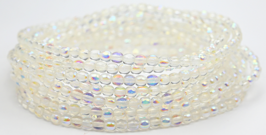 圆形压制玻璃珠 Druck，Crystal Ab (00030-AB)，玻璃，捷克共和国 ~ STRANDED