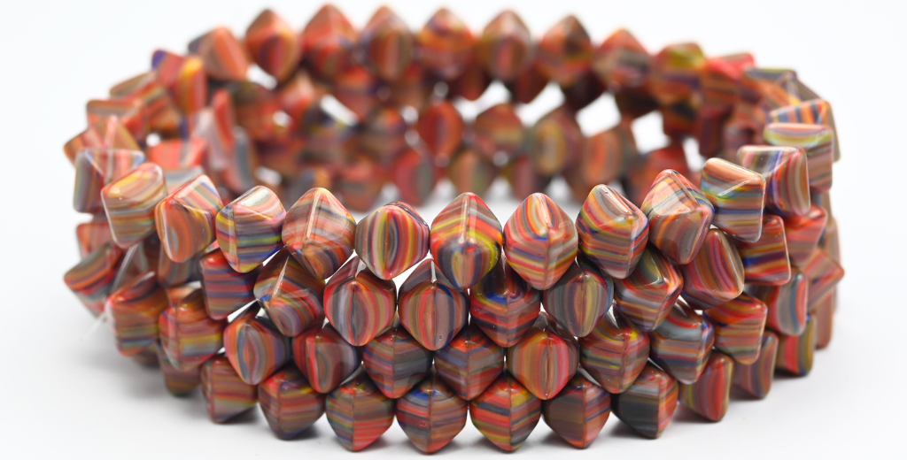 平らな双円錐形のプレスビーズ、カラー2（COLOR-2）、ガラス、チェコ共和国 ~ STRANDED