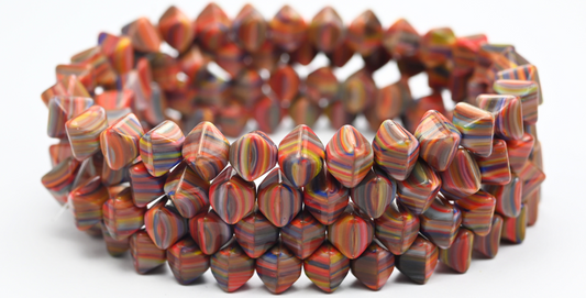 扁平双锥压珠，颜色 2 (COLOR-2)，玻璃，捷克共和国 ~ STRANDED