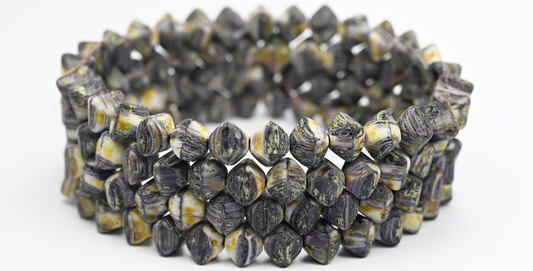 Flattened Bicone Pressed Beads, Atq Mixed Colors (ATQ-MIX), Glass, Czech Republic ~ STRANDED