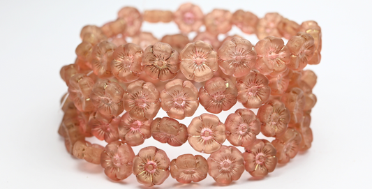 Hawaii Flower Pressed Glass Beads, Crystal Luster Red Full Coated (00030-14495), Glass, Czech Republic ~ STRANDED