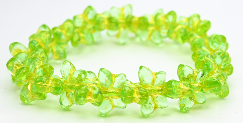 Simple Butterfly Pressed Glass Beads, Transparent Green 54320 (50500-54320), Glass, Czech Republic ~ STRANDED
