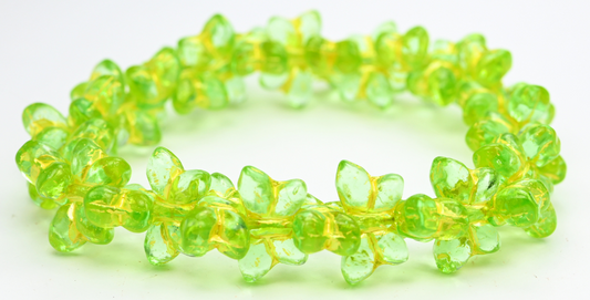 Simple Butterfly Pressed Glass Beads, Transparent Green 54320 (50500-54320), Glass, Czech Republic ~ STRANDED