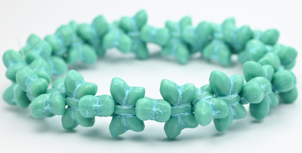 OUTLET 10 grams Simple Butterfly Pressed Glass Beads, Turquoise Light Blue Lined (63130-54308), Glass, Czech Republic