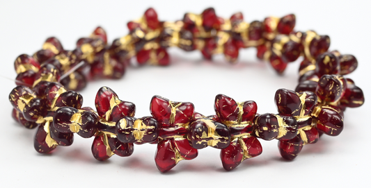 奥特莱斯 10克简约蝴蝶压制玻璃珠，透明红金内衬 (90090-54202)，玻璃，捷克共和国