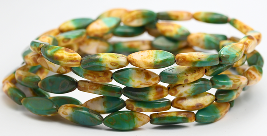 奥特莱斯 10克船珠，18 x 7毫米，蛋白石祖母绿白色染色强（52050-02010-86805），玻璃，捷克共和国