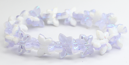 アウトレット 5グラム テーブルカットバタフライビーズ、20 x 12 mm、パープルホワイトAb 2X（0201020300-AB-2x）、ガラス、チェコ共和国