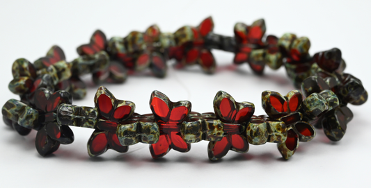 OUTLET 5 grams Table Cut Butterfly Beads, 20 x 12 mm, Transparent Pink Travertin (70010-86800), Glass, Czech Republic